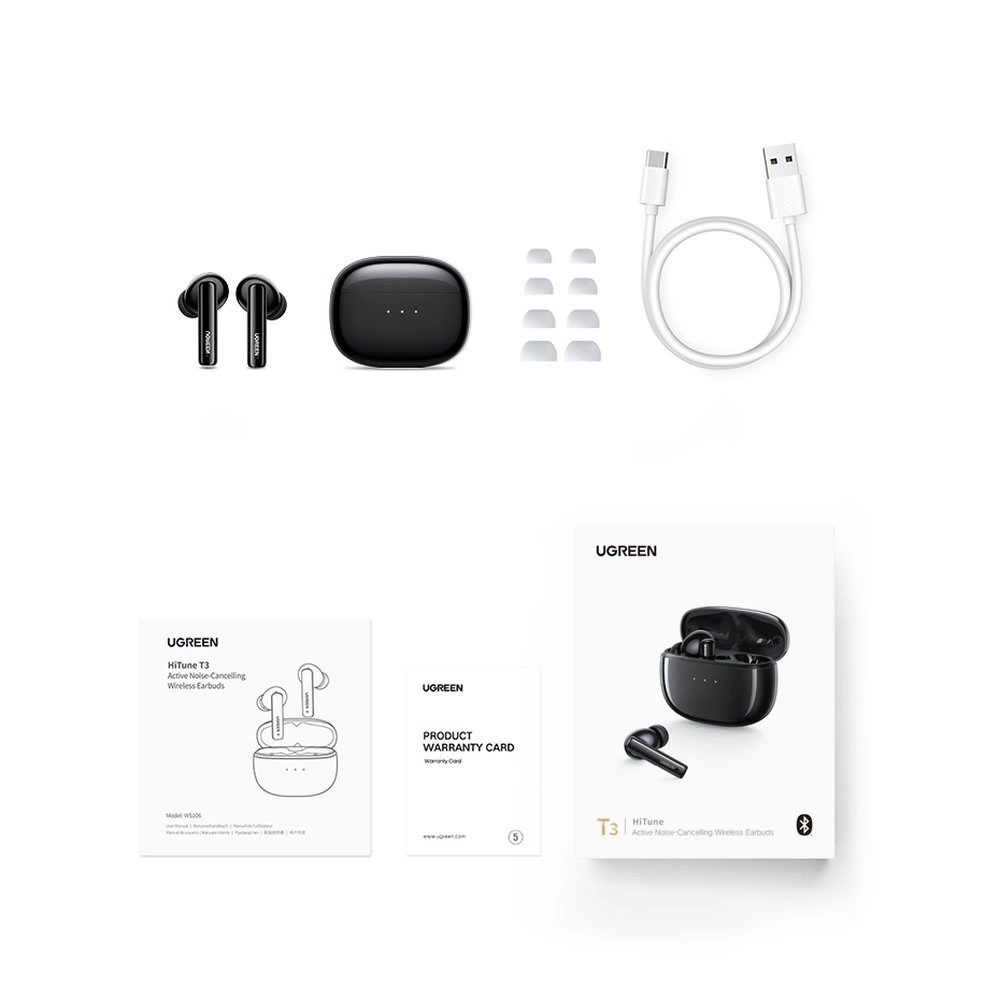 TWS ANC Ugreen WS106 HiTune T3 wireless headphones - blackeng