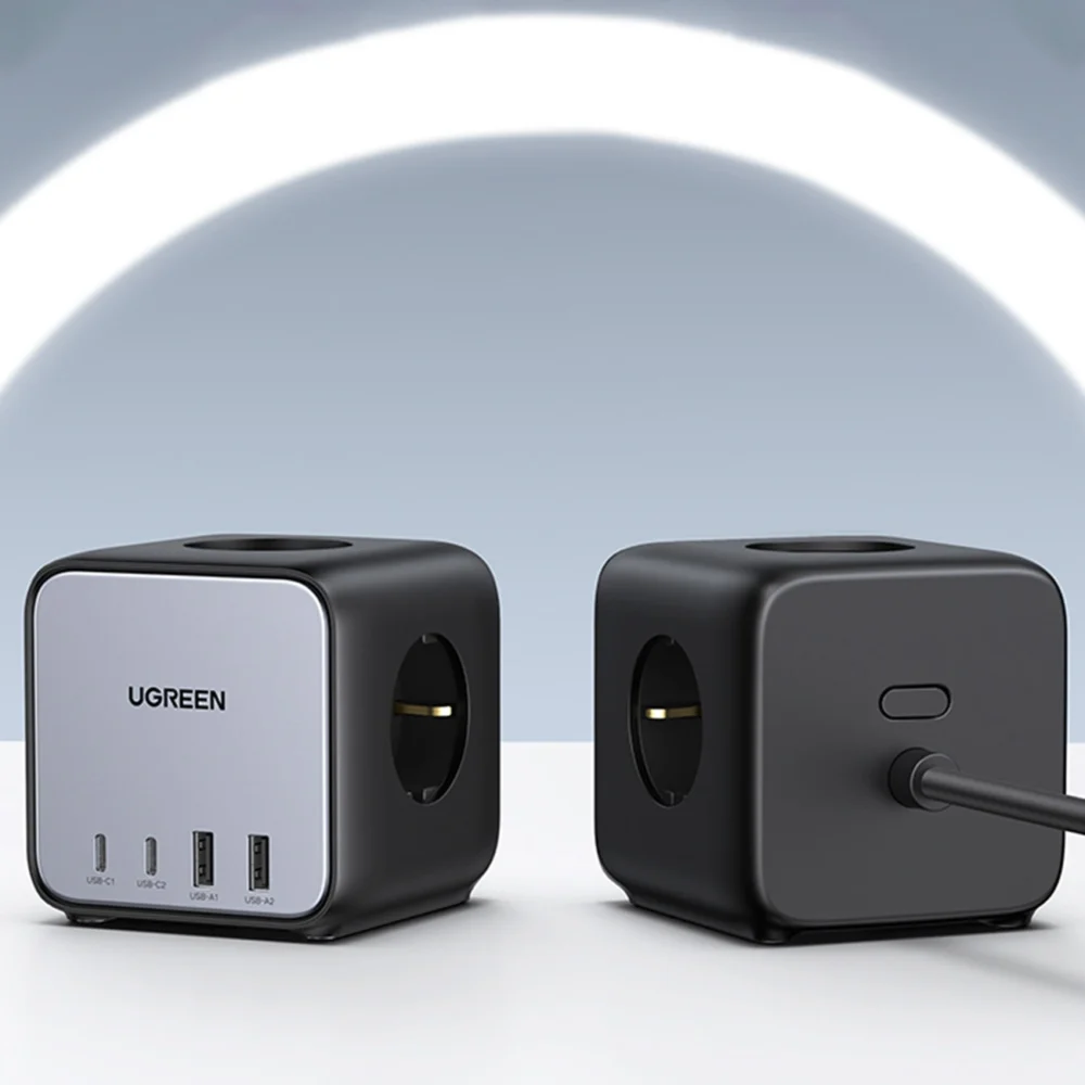 Ugreen cube power strip 65W USB / USB C + 3x AC socket black (CD268)eng