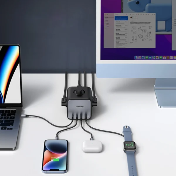 Ugreen cube power strip 65W USB / USB C + 3x AC socket black (CD268)eng