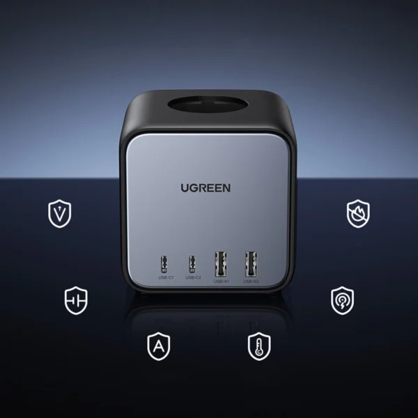 Ugreen cube power strip 65W USB / USB C + 3x AC socket black (CD268)eng