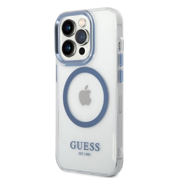 Guess GUHMP14XHTRMB iPhone 14 Pro Max 6.7" blue/blue hard case Metal Outline Magsafeeng