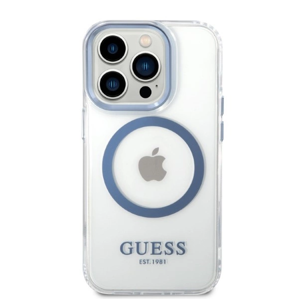 Guess GUHMP14XHTRMB iPhone 14 Pro Max 6.7" blue/blue hard case Metal Outline Magsafeeng