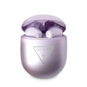 Guess GUTWST82TRU TWS Bluetooth Headphones + Purple/Purple Triangle Logo Docking Stationeng