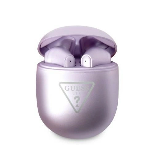 Guess GUTWST82TRU TWS Bluetooth Headphones + Purple/Purple Triangle Logo Docking Stationeng