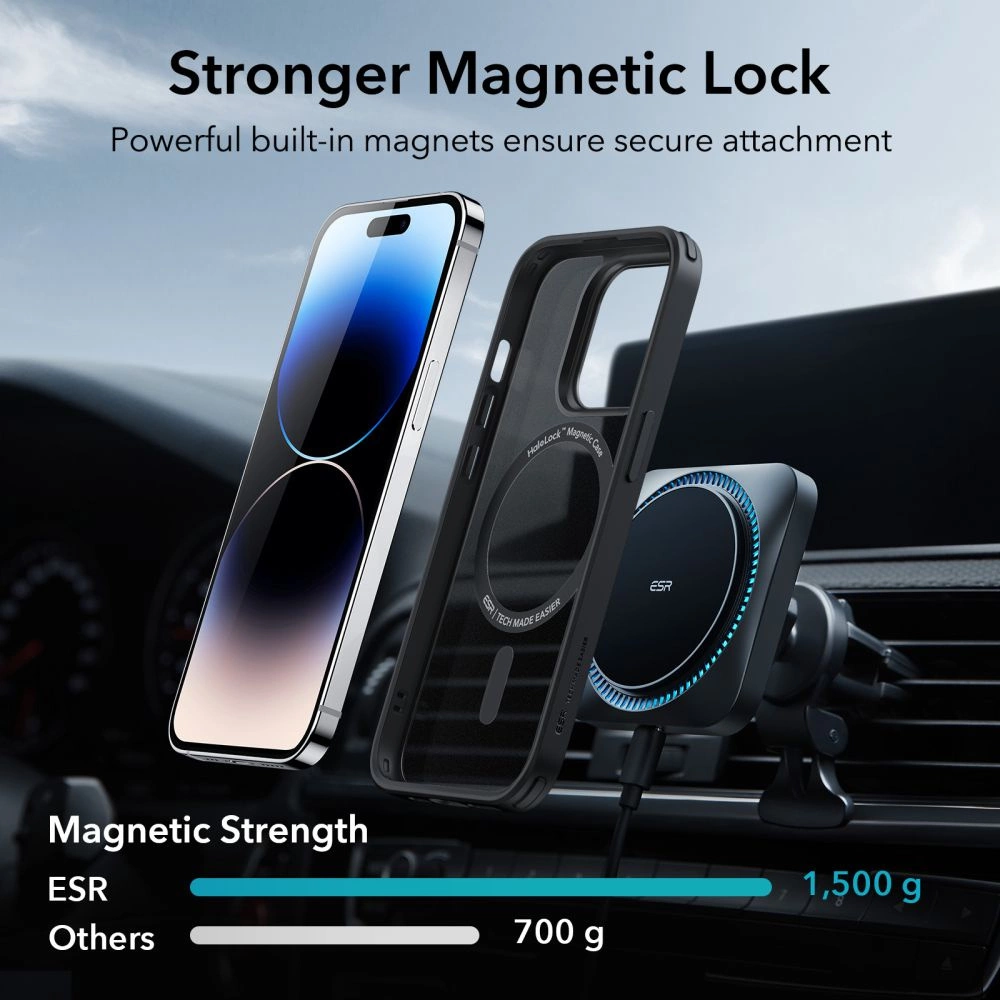 ESR Classic Hybrid Halolock Case with MagSafe for iPhone 14 Pro - Matte Blackeng
