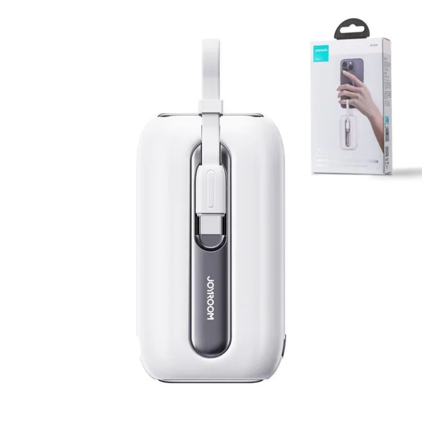 Joyroom mini powerbank 10000mAh Colorful Series 22.5W with 2 built-in USB C and Lightning cables white (JR-L012)eng
