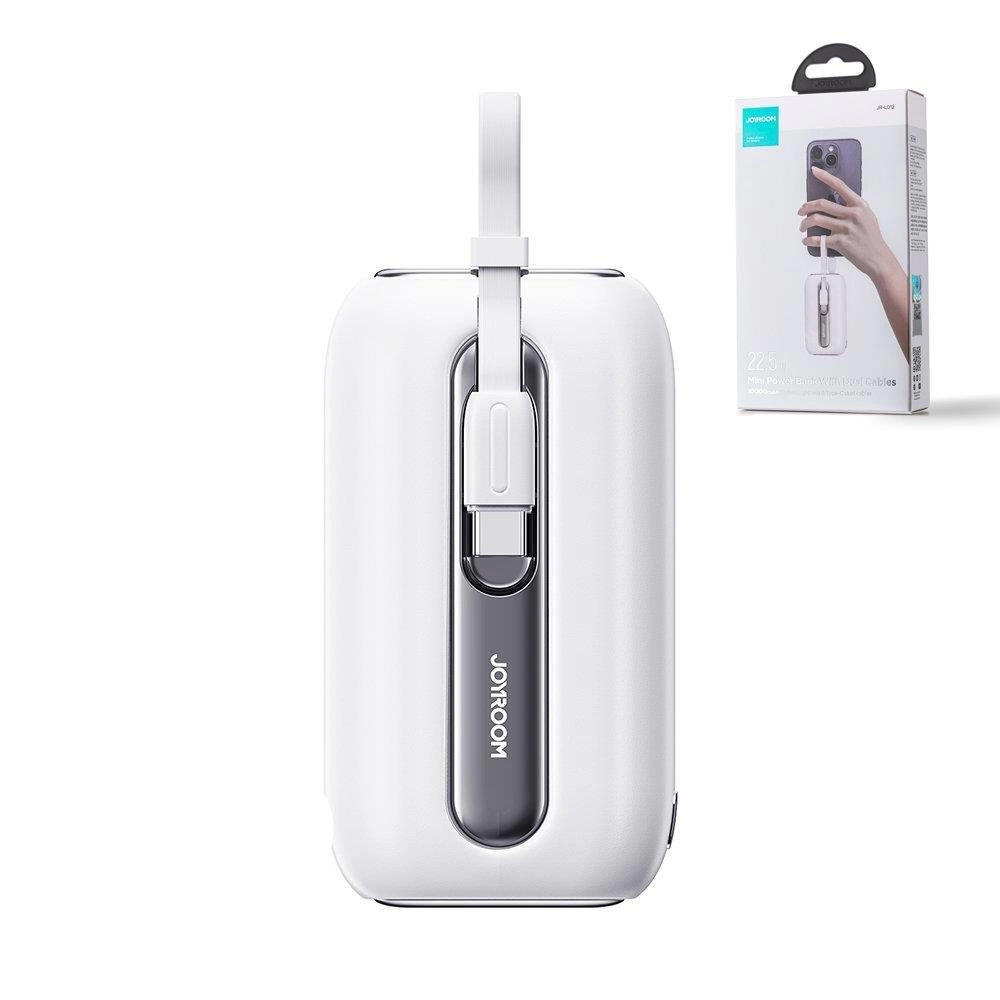 Joyroom mini powerbank 10000mAh Colorful Series 22.5W with 2 built-in USB C and Lightning cables white (JR-L012)eng