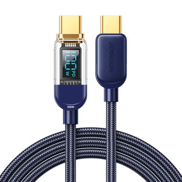 Joyroom A4 USB-C / USB-C 100W 1.2m Cable with Display - Blueeng
