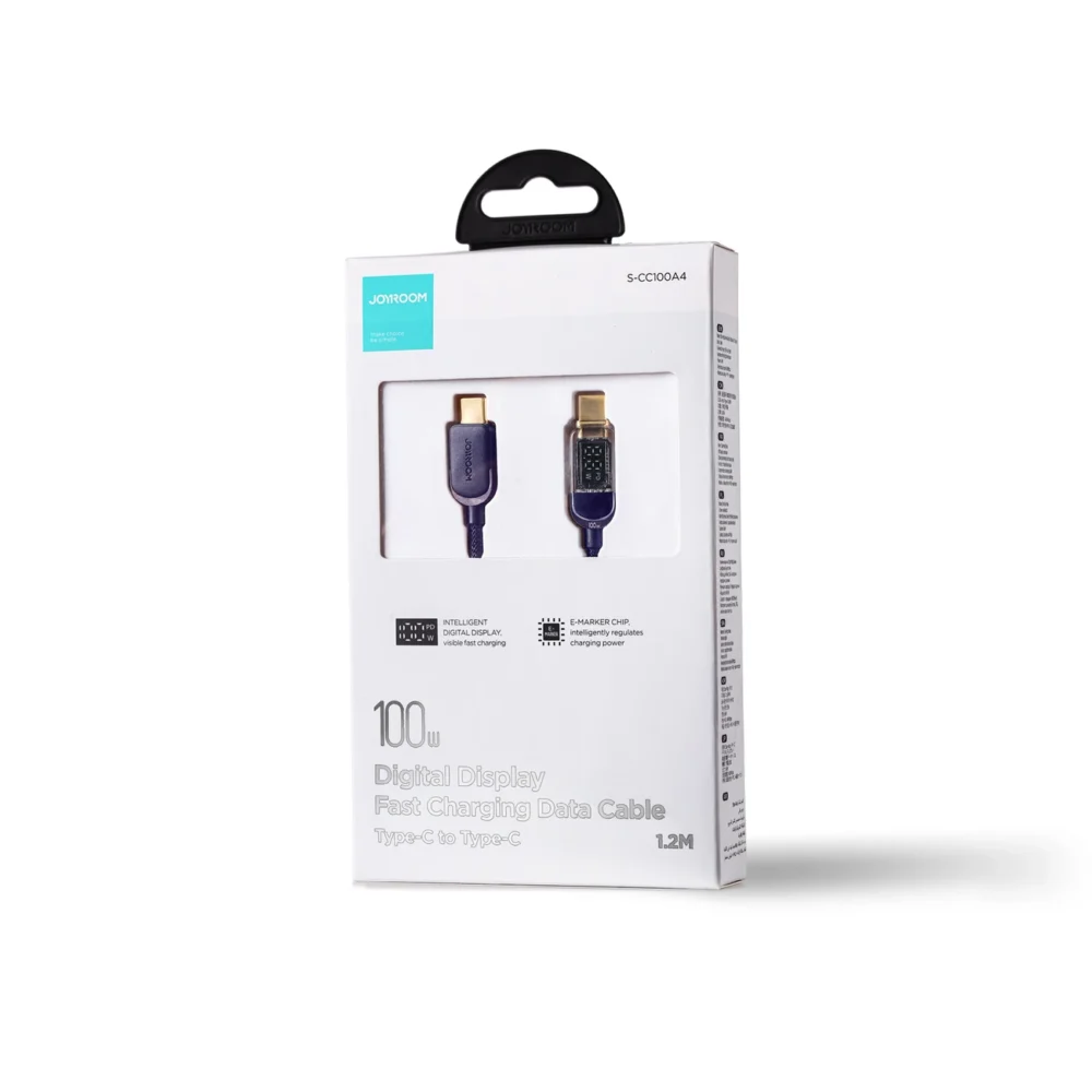 Joyroom A4 USB-C / USB-C 100W 1.2m Cable with Display - Blueeng