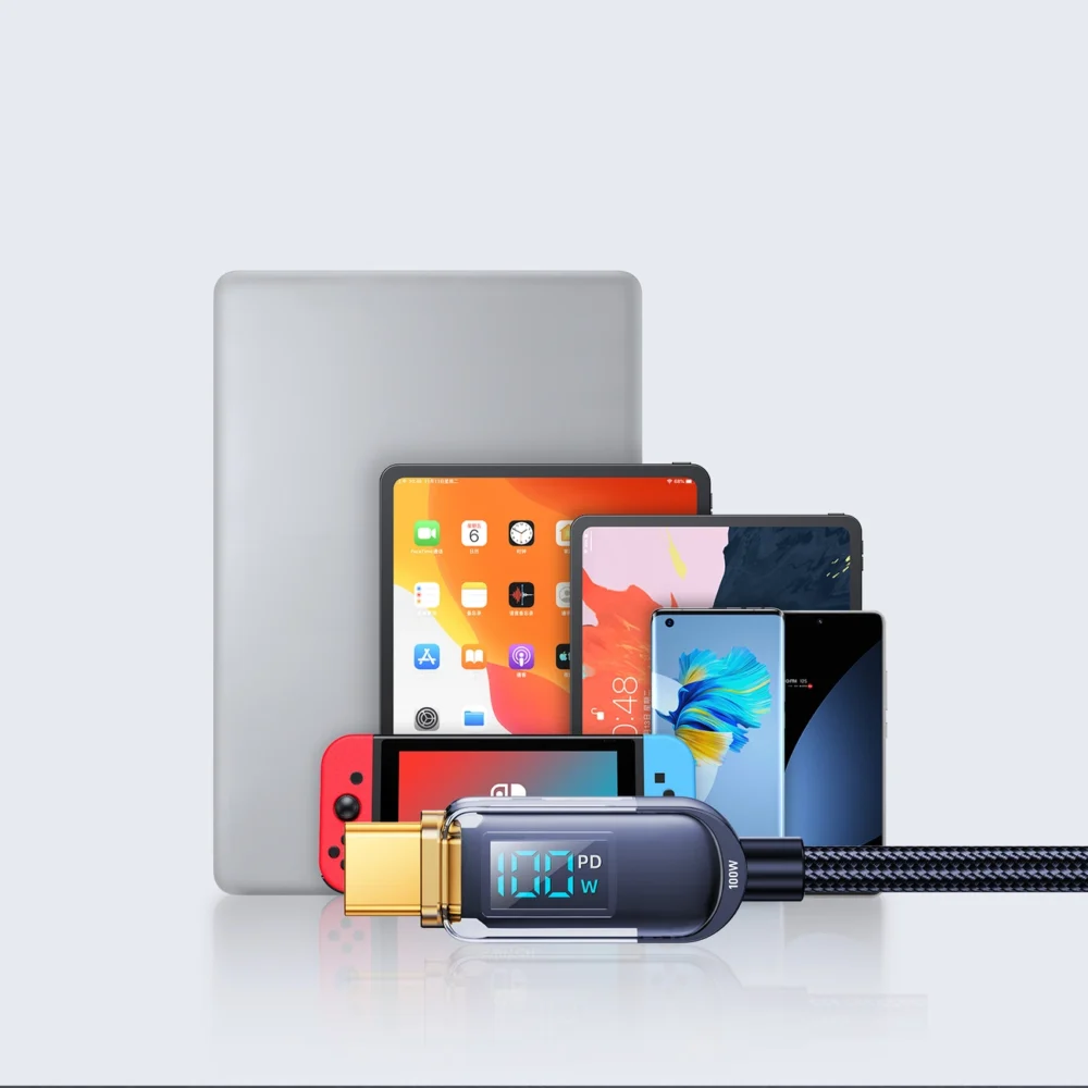 Joyroom A4 USB-C / USB-C 100W 1.2m Cable with Display - Blueeng