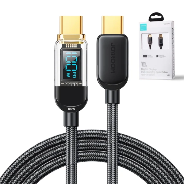 Joyroom A4 USB-C / USB-C 100W 1.2m Cable with Display - Blackeng
