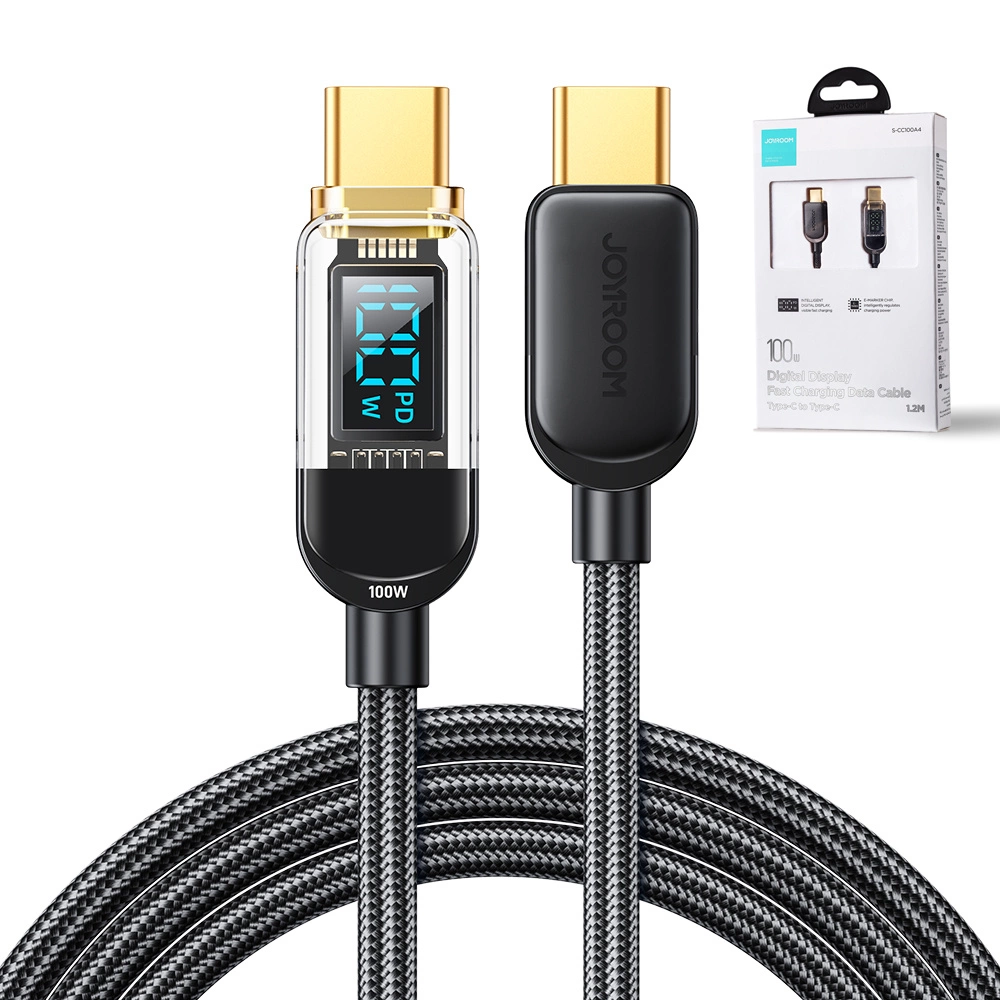Joyroom A4 USB-C / USB-C 100W 1.2m Cable with Display - Blackeng