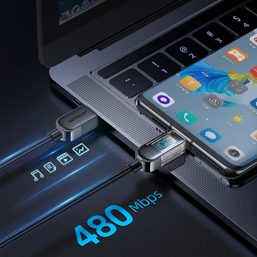 Joyroom A4 USB-C / USB-C 100W 1.2m Cable with Display - Blackeng