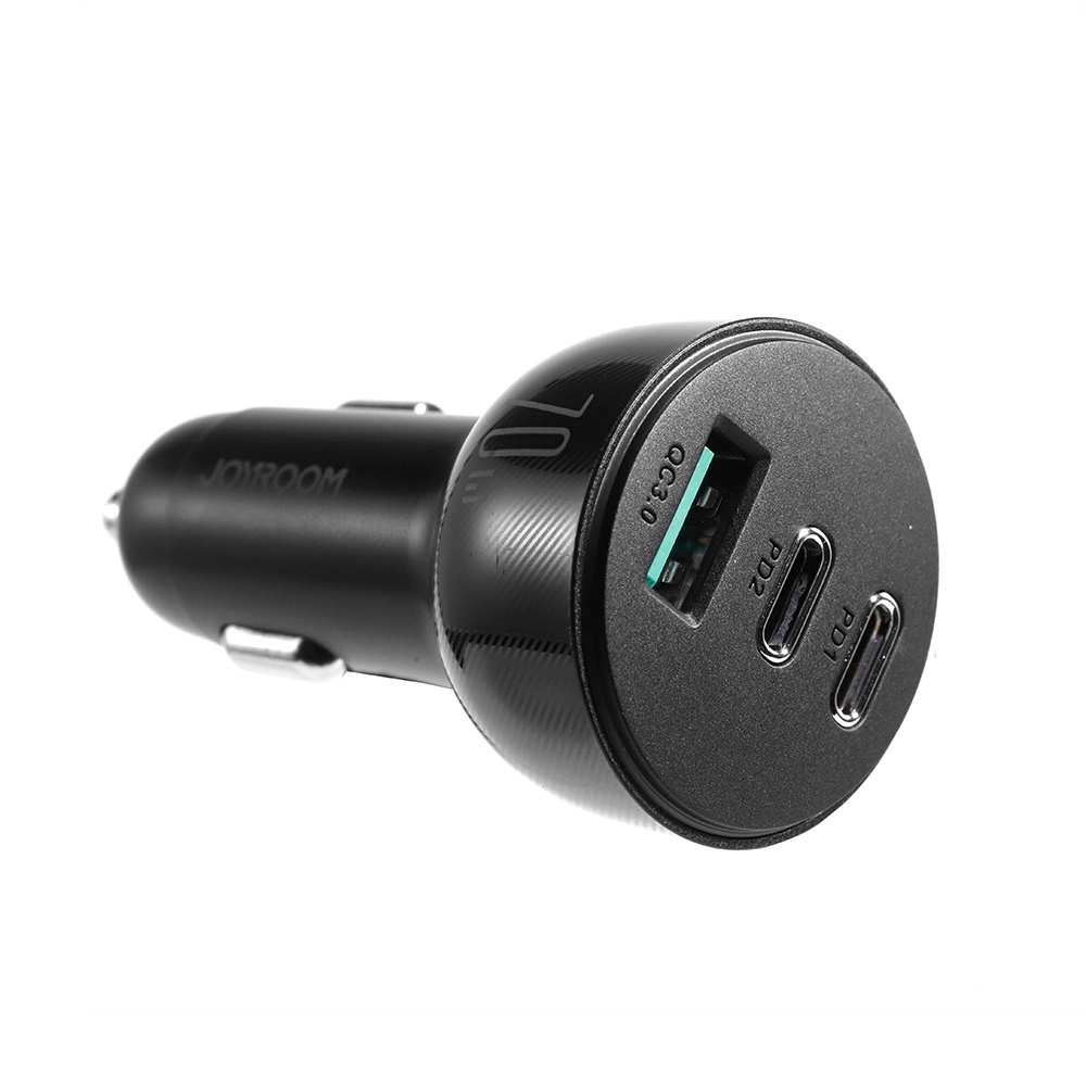 Joyroom car charger 70W with 3 ports: USB, 2 x USB C black (JR-CL26)eng