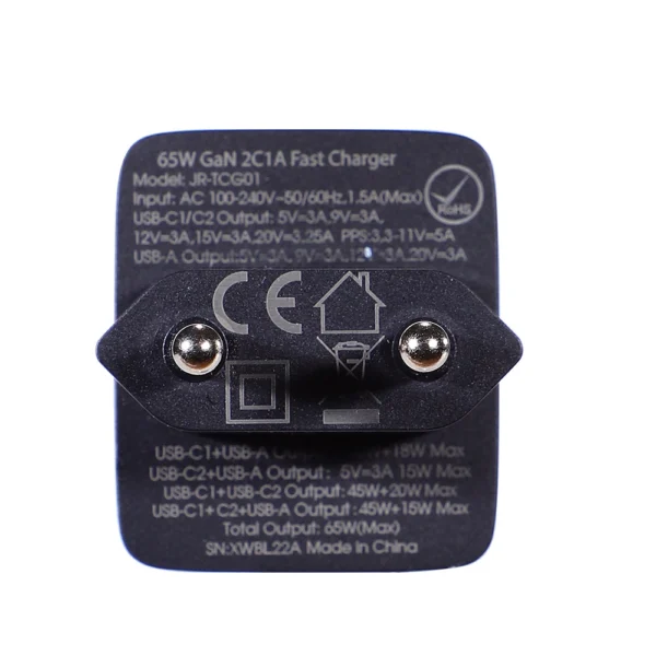 Joyroom fast GaN charger 65W USB-A, 2x USB-C black + USB-C - USB-C cable 100W 1.2m (TCG01)eng