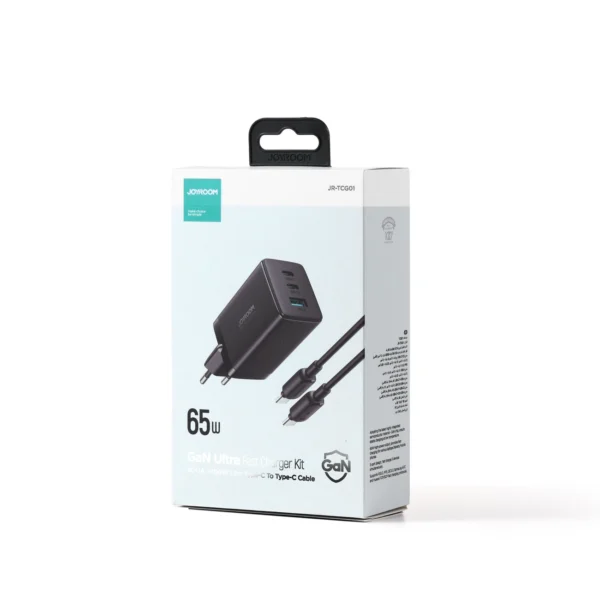 Joyroom fast GaN charger 65W USB-A, 2x USB-C black + USB-C - USB-C cable 100W 1.2m (TCG01)eng