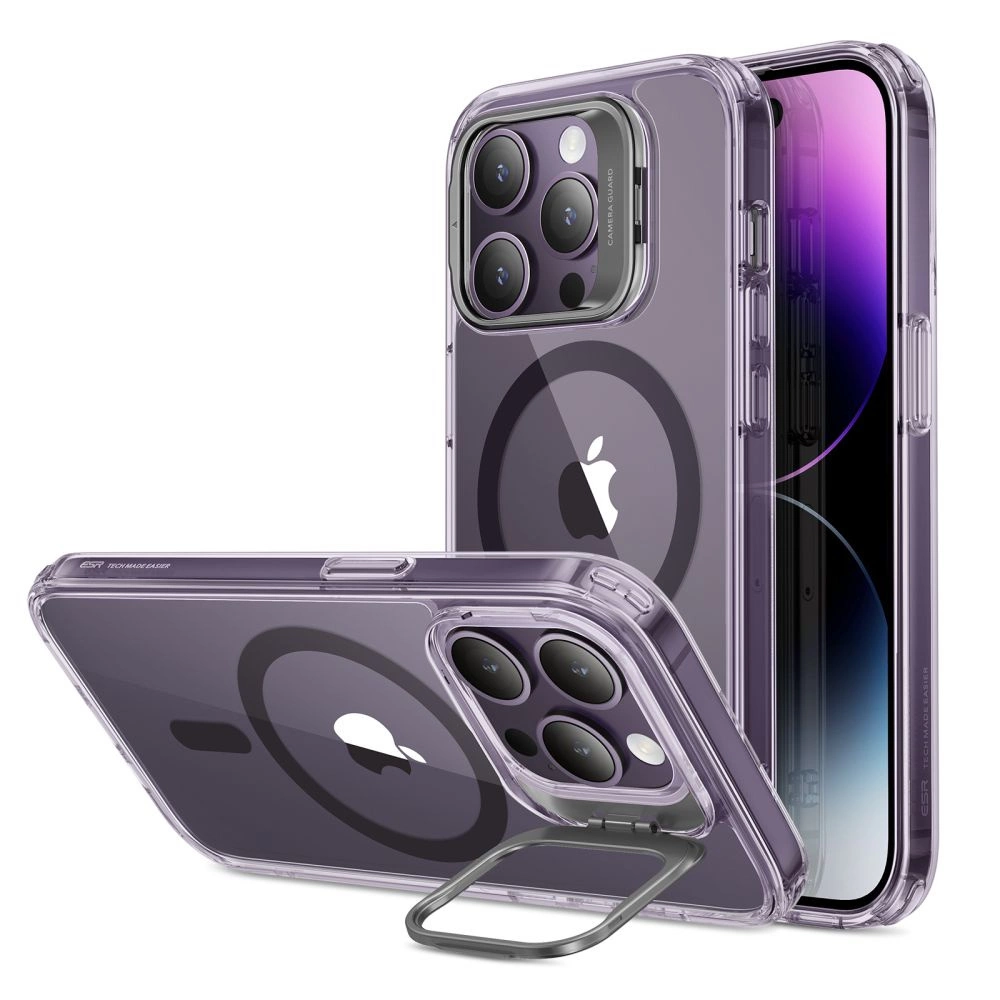 ESR Classic Kickstand Halolock MagSafe iPhone 14 Pro Case - Clear Purpleeng