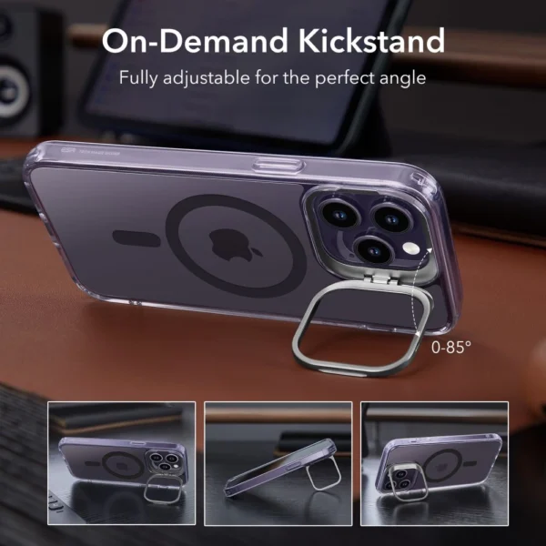 ESR Classic Kickstand Halolock MagSafe iPhone 14 Pro Case - Clear Purpleeng