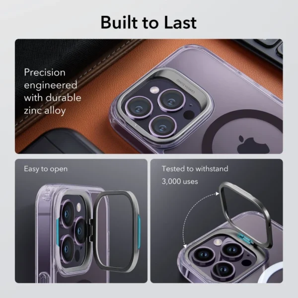 ESR Classic Kickstand Halolock MagSafe iPhone 14 Pro Case - Clear Purpleeng