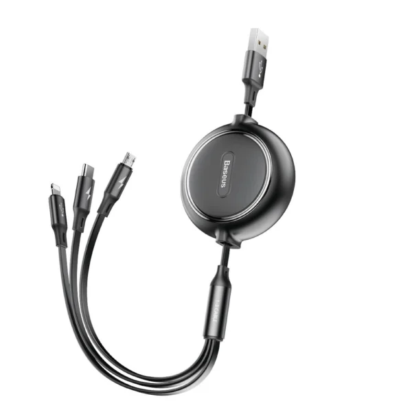 Baseus Golden Loop 3in1 retractable cable USB - micro USB / Lightning / USB-C 3.5A 35cm - 120cm black (CAMLT-JH01)eng