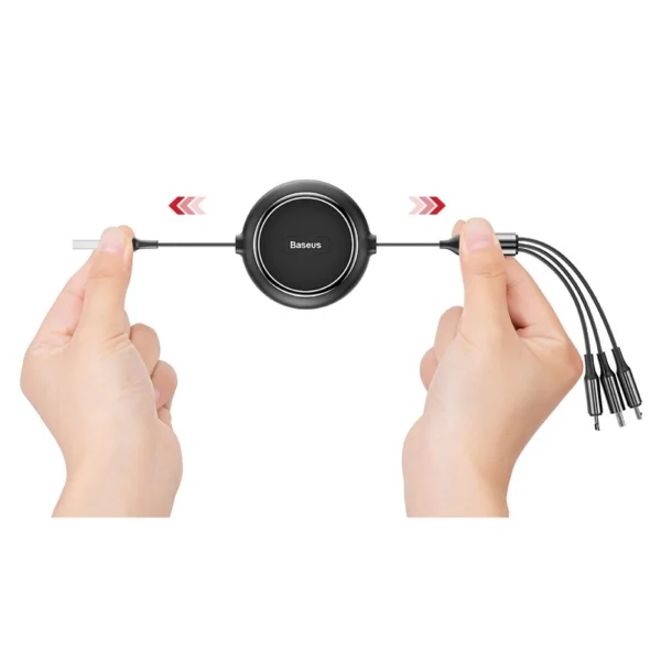 Baseus Golden Loop 3in1 retractable cable USB - micro USB / Lightning / USB-C 3.5A 35cm - 120cm black (CAMLT-JH01)eng