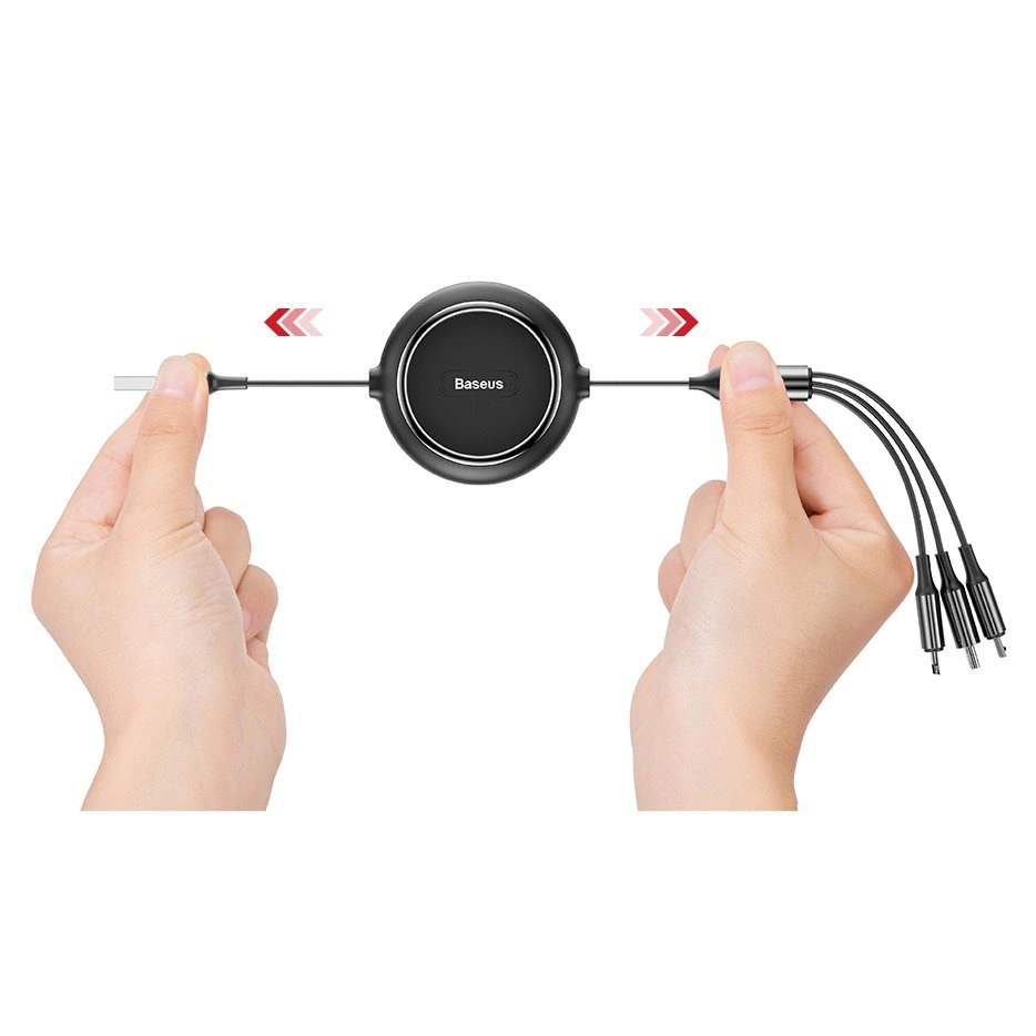 Baseus Golden Loop 3in1 retractable cable USB - micro USB / Lightning / USB-C 3.5A 35cm - 120cm black (CAMLT-JH01)eng