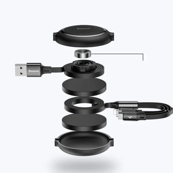 Baseus Golden Loop 3in1 retractable cable USB - micro USB / Lightning / USB-C 3.5A 35cm - 120cm black (CAMLT-JH01)eng