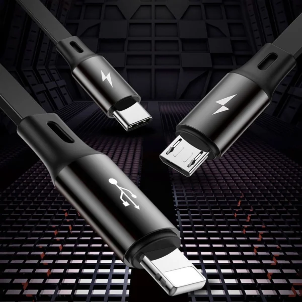 Baseus Golden Loop 3in1 retractable cable USB - micro USB / Lightning / USB-C 3.5A 35cm - 120cm black (CAMLT-JH01)eng