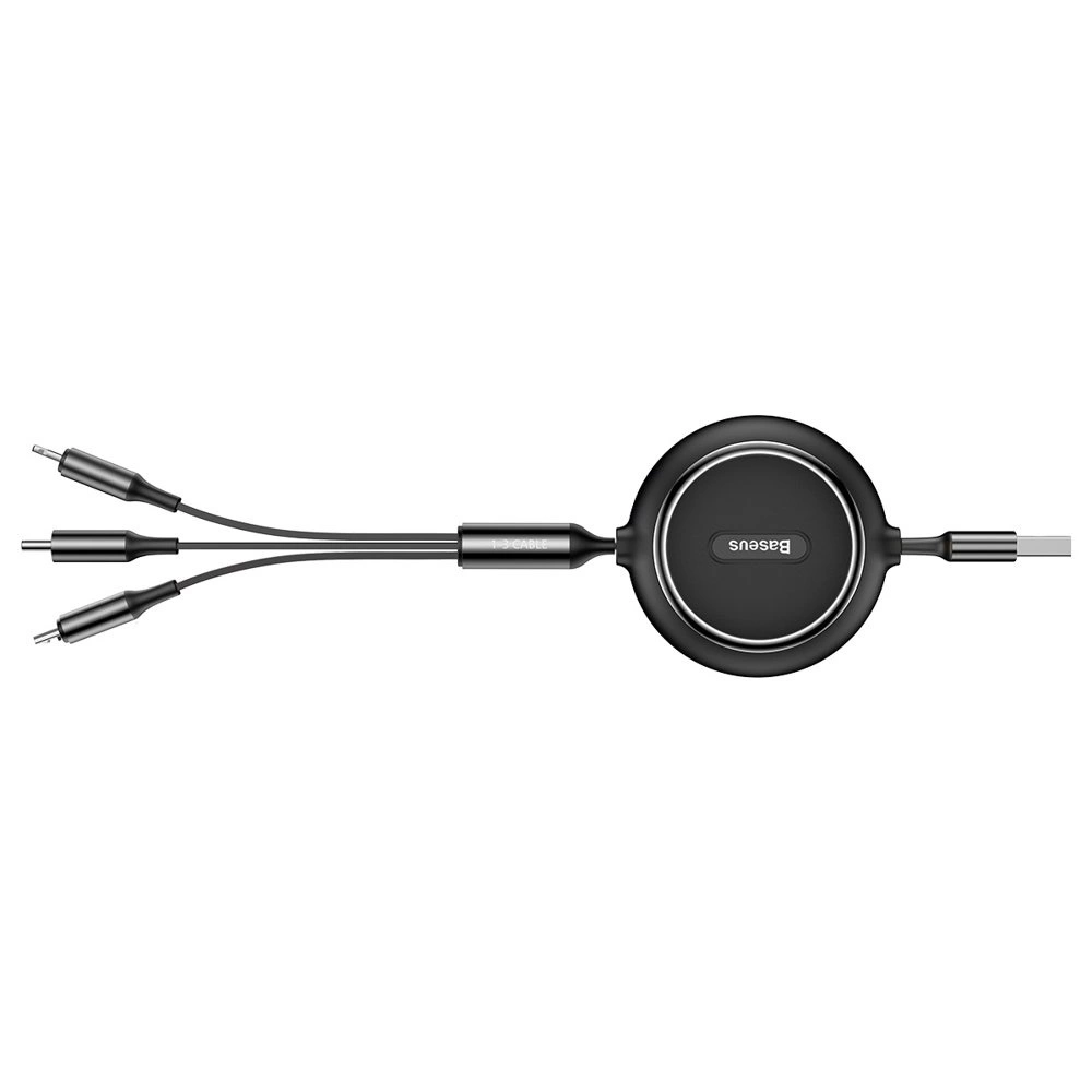 Baseus Golden Loop 3in1 retractable cable USB - micro USB / Lightning / USB-C 3.5A 35cm - 120cm black (CAMLT-JH01)eng