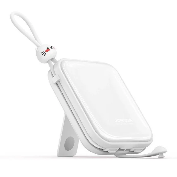 Joyroom powerbank with USB C and Lightning cables and Cutie Series stand 10000mAh 22.5W white (JR-L008)eng