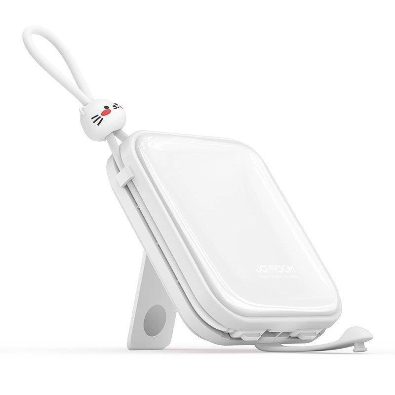 Joyroom powerbank with USB C and Lightning cables and Cutie Series stand 10000mAh 22.5W white (JR-L008)eng