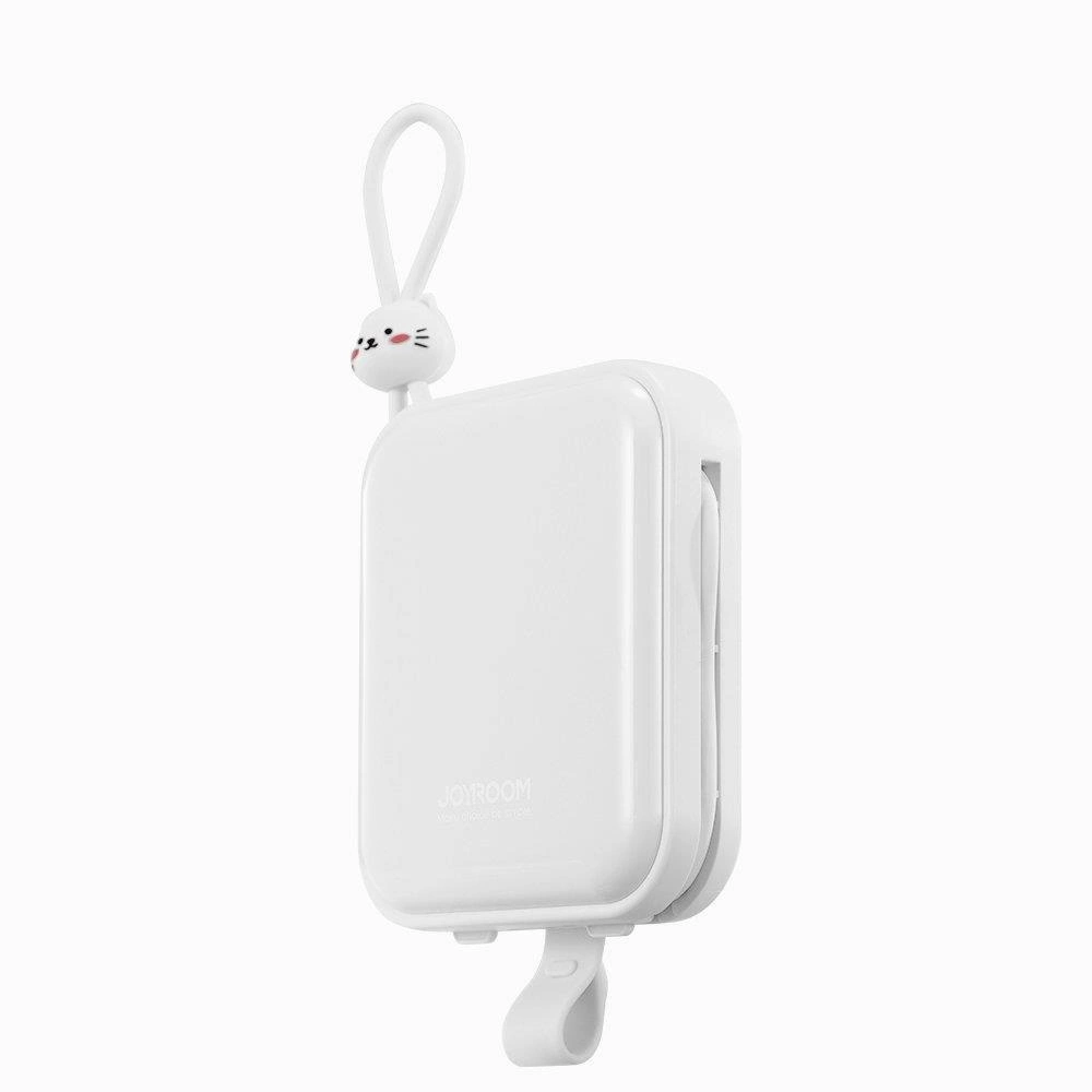 Joyroom powerbank with USB C and Lightning cables and Cutie Series stand 10000mAh 22.5W white (JR-L008)eng
