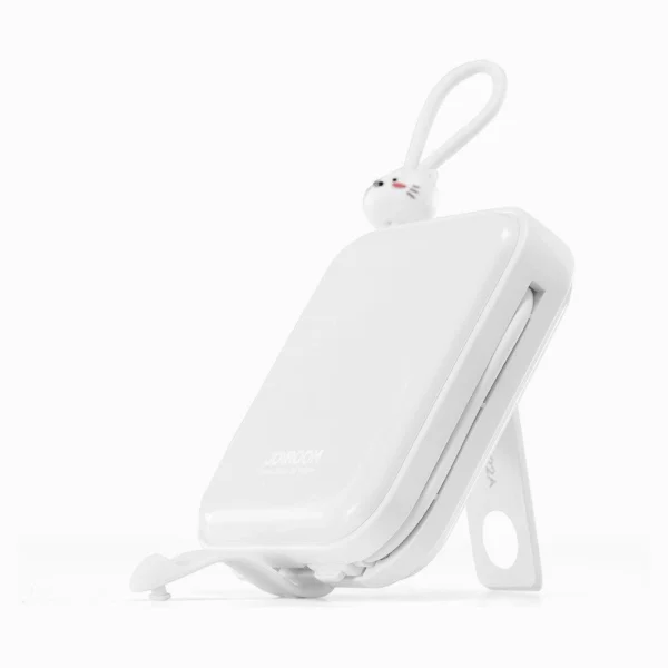 Joyroom powerbank with USB C and Lightning cables and Cutie Series stand 10000mAh 22.5W white (JR-L008)eng