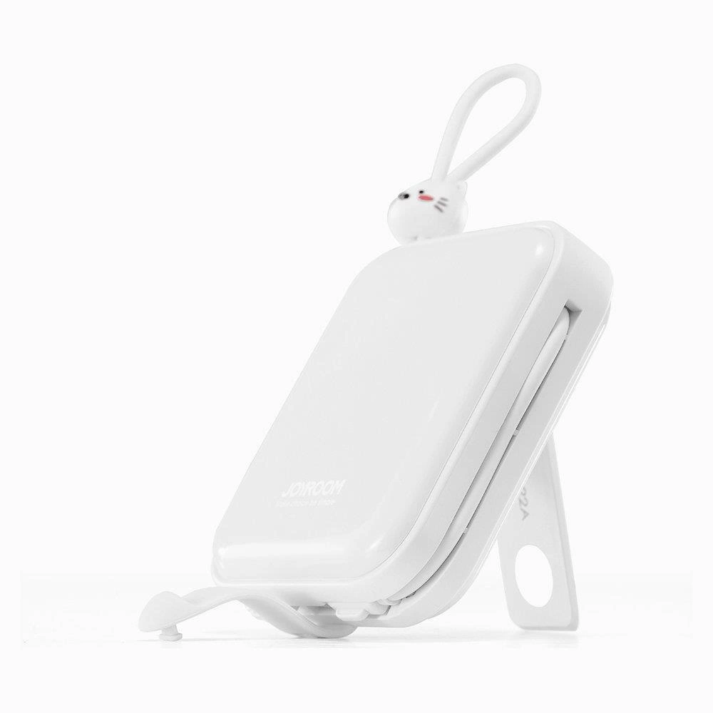 Joyroom powerbank with USB C and Lightning cables and Cutie Series stand 10000mAh 22.5W white (JR-L008)eng