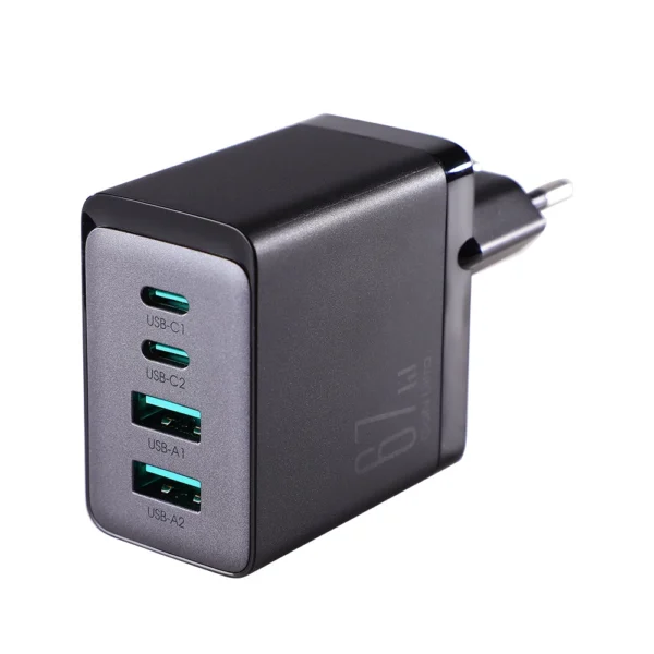 Joyroom GaN charger 67W 4 ports (2x USB, 2x USB C) black (TCG02) + USB C - USB C cable 100W 1.2meng
