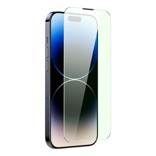 Baseus Full Screen Tempered Glass for iPhone 14 Pro Max with Anti Blue Light Filter and 0.3mm Speaker Cover + Mounting Frameeng