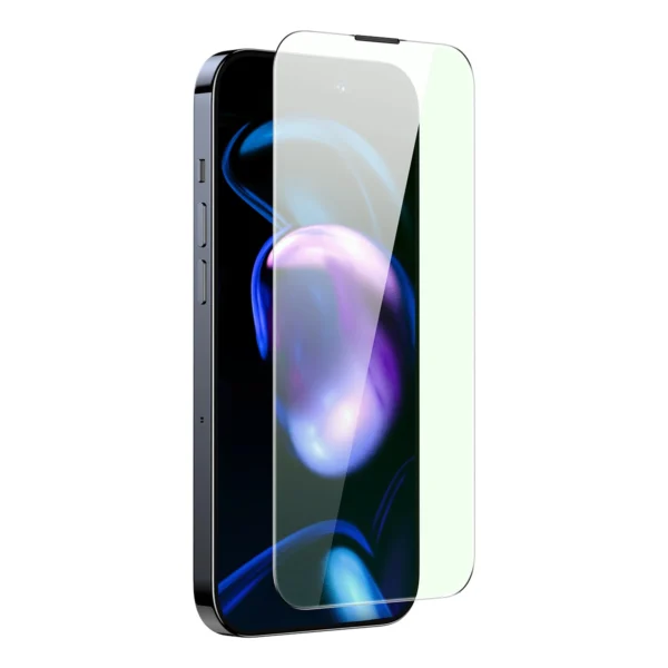 Baseus Full Screen Tempered Glass for iPhone 14 Pro with Anti Blue Light Filter and 0.3mm Speaker Cover + Mounting Frameeng