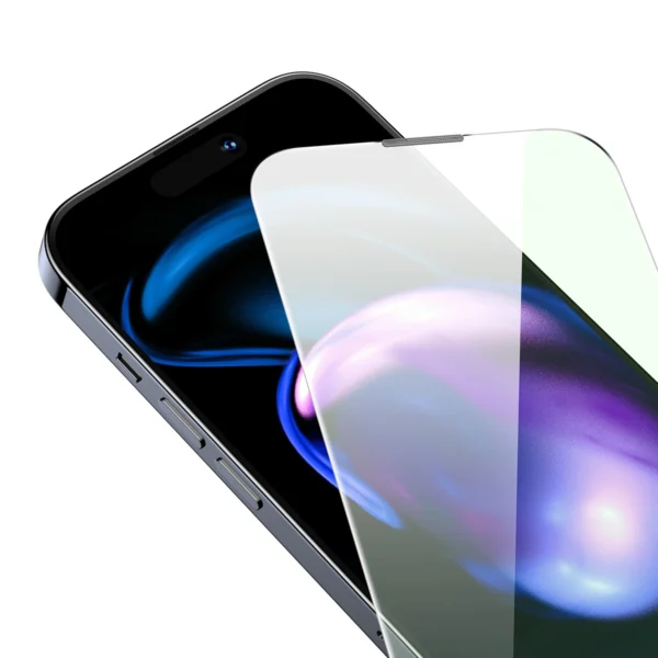Baseus Full Screen Tempered Glass for iPhone 14 Pro with Anti Blue Light Filter and 0.3mm Speaker Cover + Mounting Frameeng