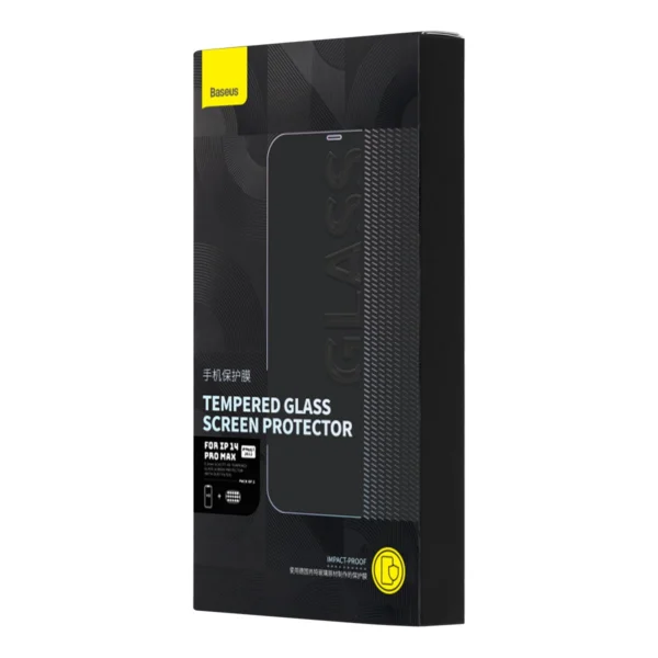 Baseus Set of 2x Tempered Glass for iPhone 14 Pro Max Full Screen with Speaker Cover 0.3mm + Mounting Frameeng