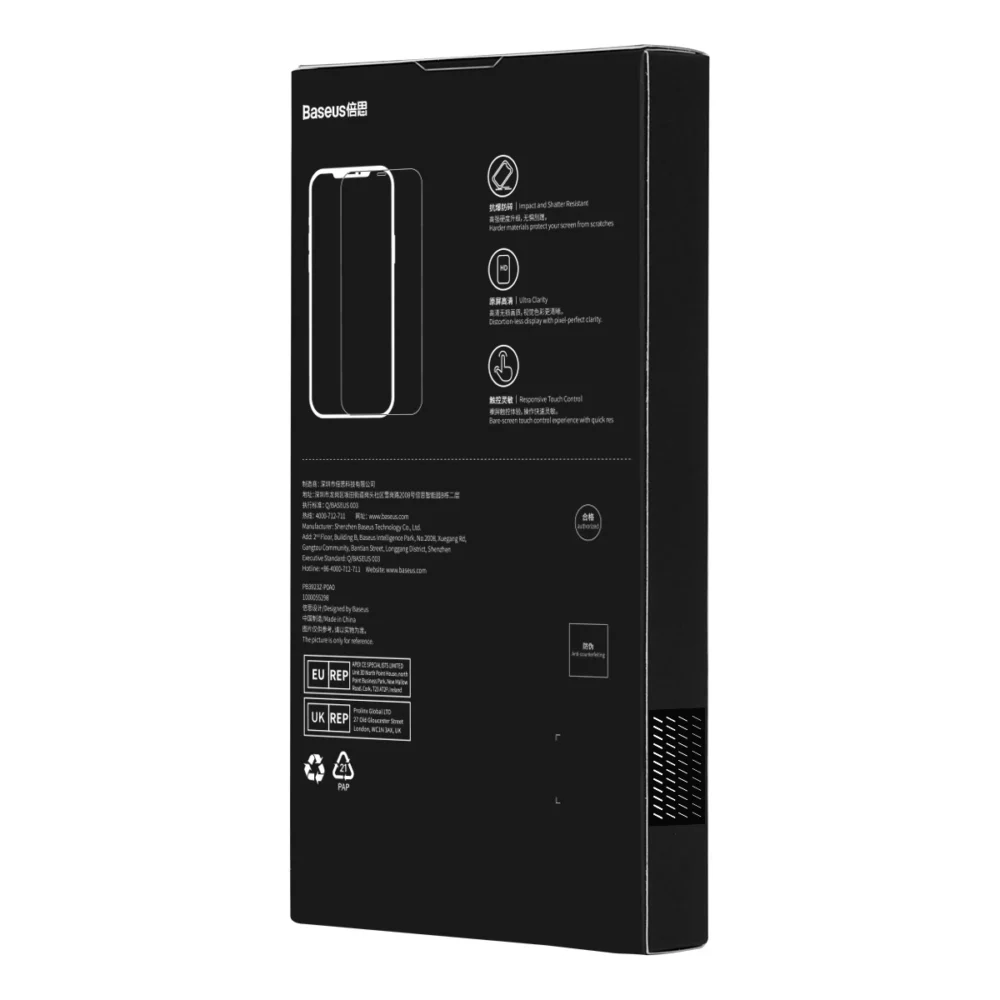 Baseus Set of 2x Tempered Glass for iPhone 14 Pro Max Full Screen with Speaker Cover 0.3mm + Mounting Frameeng