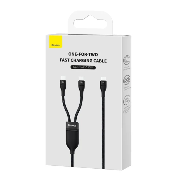 Baseus Flash Series Ⅱ Fast Charging Cable 2in1 USB-C - 2xUSB-C 100W 1.5m blackeng