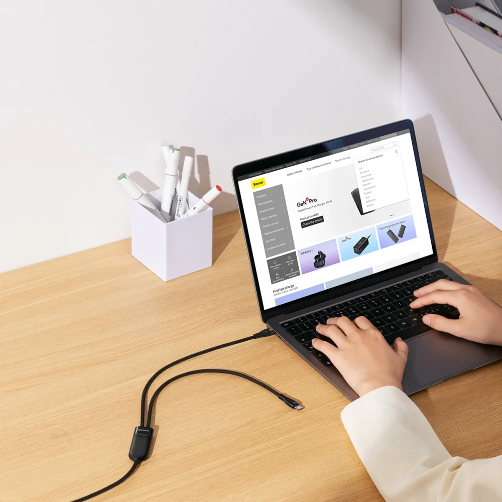 Baseus Flash Series Ⅱ Fast Charging Cable 2in1 USB-C - 2xUSB-C 100W 1.5m blackeng