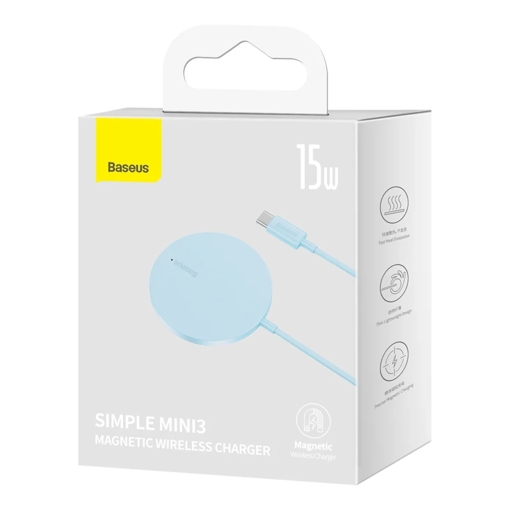Baseus Simple Mini3 magnetic charger MagSafe Qi 15W blueeng