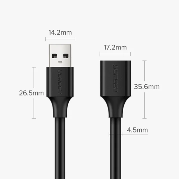 Ugreen USB (male) - USB (female) 2.0 extension cable 480Mb/s 1.5m black (US103)eng