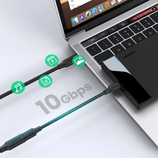 Ugreen 10387 USB-C - USB-C PD QC cable 4K 60Hz 100W 5A 10Gb/s 1m - blackeng