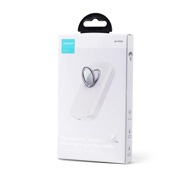 Joyroom inductive power bank 6000mAh with ring and stand up to 20W white (JR-W030)eng