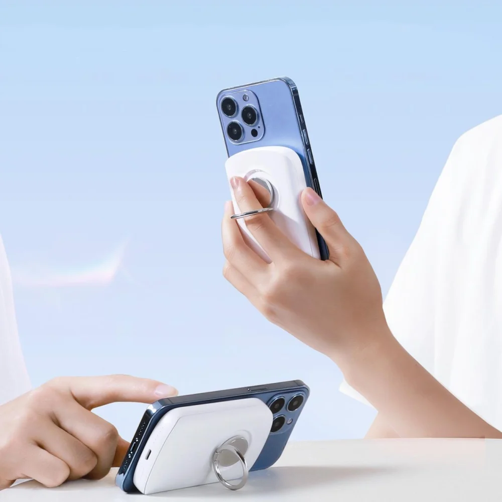 Joyroom inductive power bank 6000mAh with ring and stand up to 20W white (JR-W030)eng