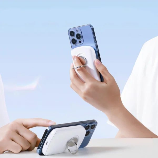 Joyroom inductive power bank 6000mAh with ring and stand up to 20W white (JR-W030)eng
