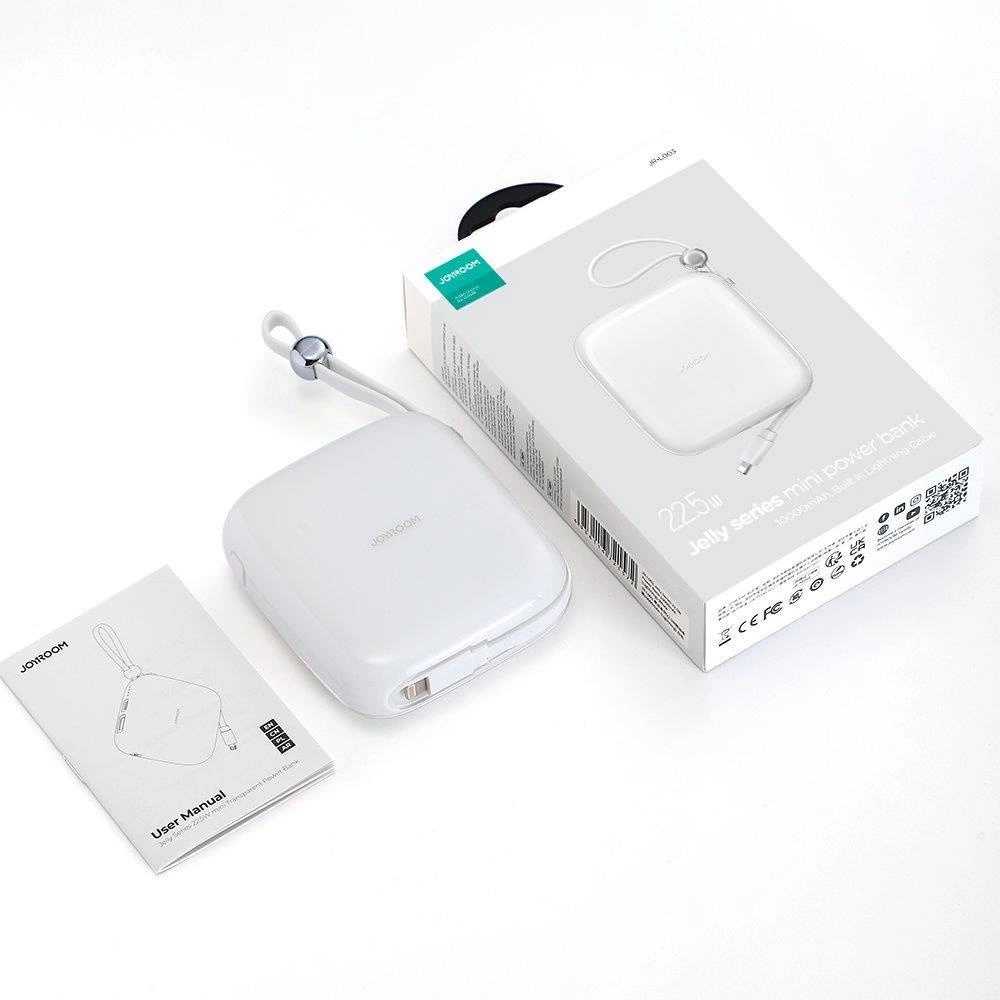 Joyroom powerbank 10000mAh Jelly Series 22.5W with built-in Lightning cable white (JR-L003)eng