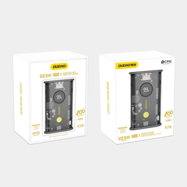 Dudao power bank 10000mAh 1xUSB-C / 1xUSB-A 22.5W PD black (K16)eng